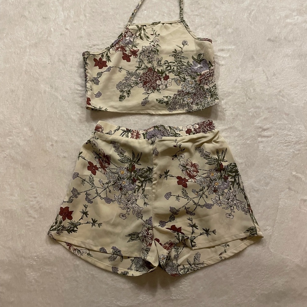 Yellow two piece floral set